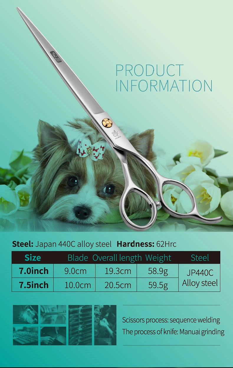 Fenice Professional 7.0 /7.5 inch pet grooming in dog hair trimmers scissors serrated blade dog cutting grooming shears