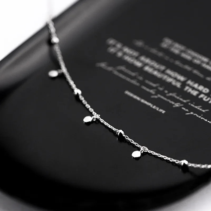 New 925 Sterling Silver Necklace Shiny Exquisite Round Pendant Choker Birthday Party Gift Women's Fine Jewelry