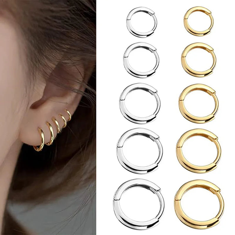 Bulbusbow Stainless Steel Small Hoop Earrings – Minimalist Geometric Design for Unisex Fashion