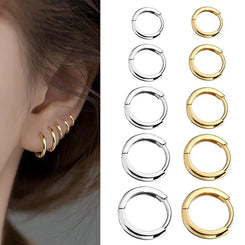 Bulbusbow Stainless Steel Small Hoop Earrings – Minimalist Geometric Design for Unisex Fashion