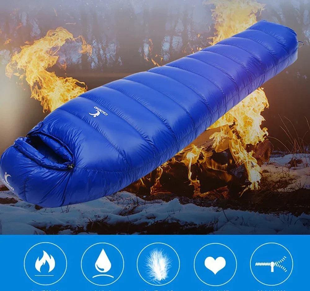 Winter Sleeping Bag Down Outdoor Camping Portable Comforter Compression Thermal Goose Down for Trekking Military Light Heated