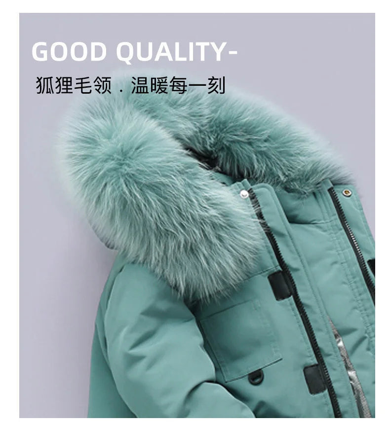 Children Winter Down Jacket Boy toddler girl clothes Thick Warm Hooded faux fur Coat Kids Parka spring Teen clothing Outerwear