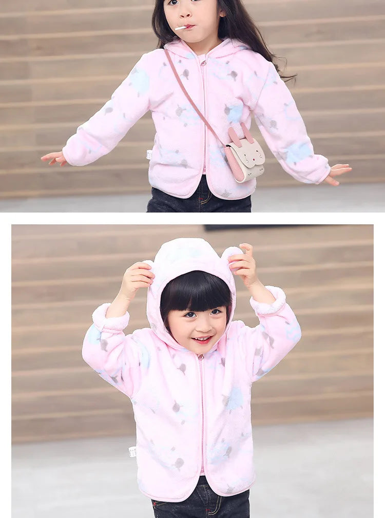 Bulbusbow Autumn Winter Childrens Coral Fleece Coat Thick Warm Hooded Long Sleeve Baby Boys Outerwears Plus Velvet Kids Boys Jacket