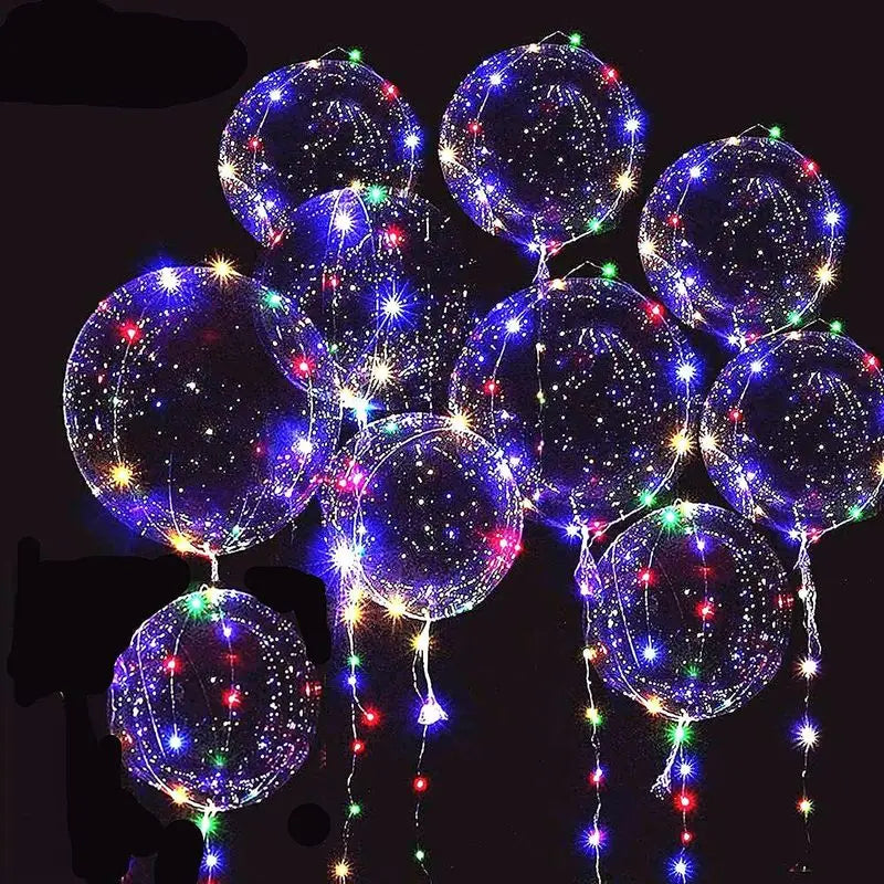 LED Glowing Wave Balloons, Transparent Light String Balloons, Holiday Decorations, Birthday and Wedding Party Supplies, Baby Wel