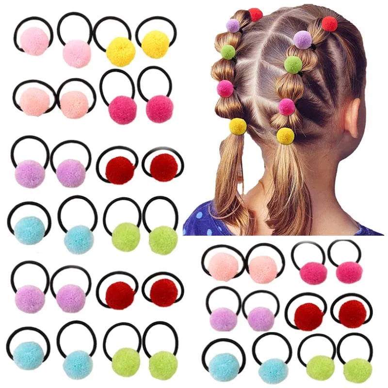 ncmama 16Pcs/lot Sweet Girls Animal Hair Ball Hair Ring Rubber Baby Hair Bands Kids Headwear Korean Hair Accessories Ornaments