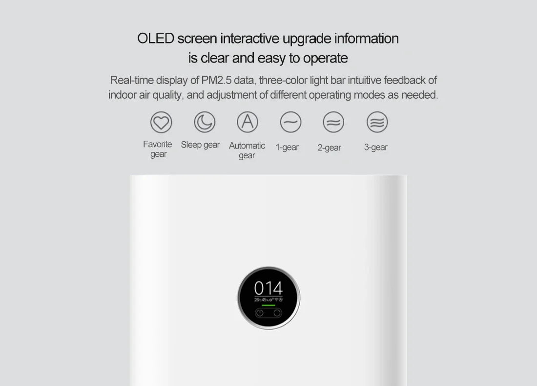 New Xiaomi Air Purifier 4 Pro Smart Household Sterilizer OLED Touch Screen Display Air Purifier Ozone Generator HEPA Filter