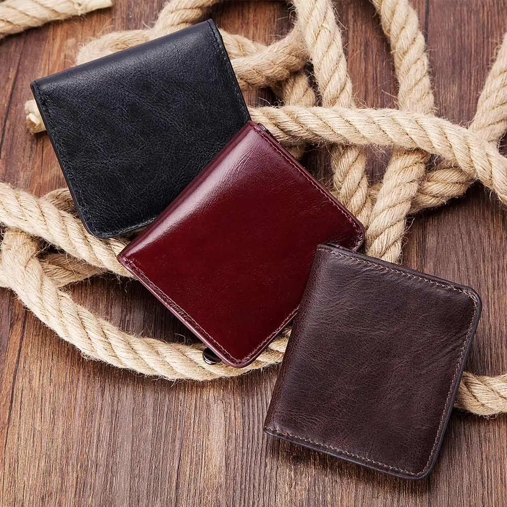 100% Genuine Leather Women's Wallet Small Mini Hasp Purse New Fashion Short RFID Blocking Card Holder With Zipper Coin Pocket