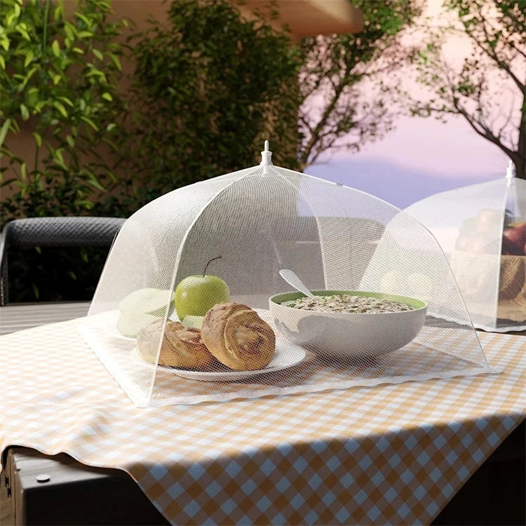 Kitchen Foldable Food Mesh Cover Anti-fly Umbrella Tent Cover Vegetable Fruit Breathable Insect-Proof Lid Food Protection Gadget