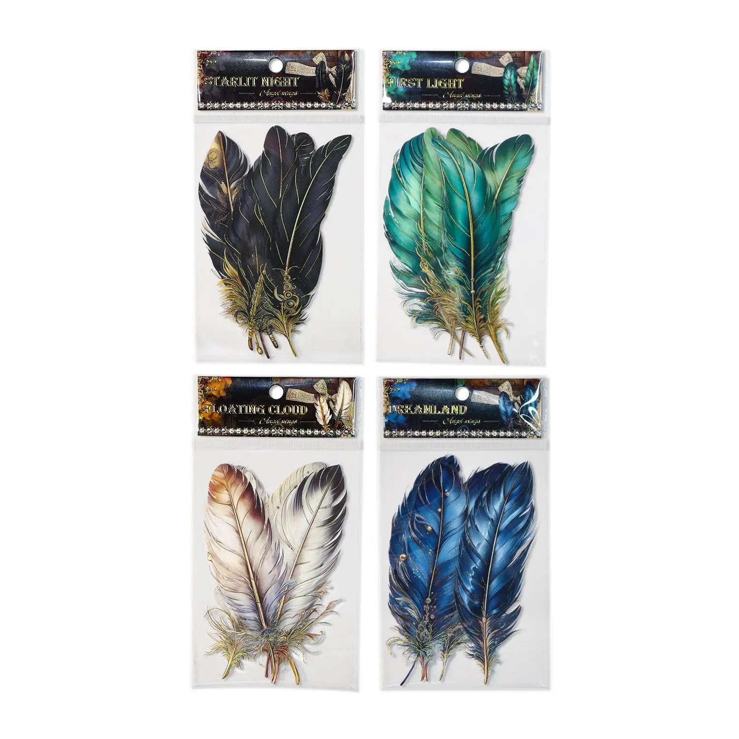 Journamm 5pcs/pack Big Size Feathers Stickers Waterproof PET DIY Scrapbooking Art Collage Junk Journal Decor Sticker Stationery