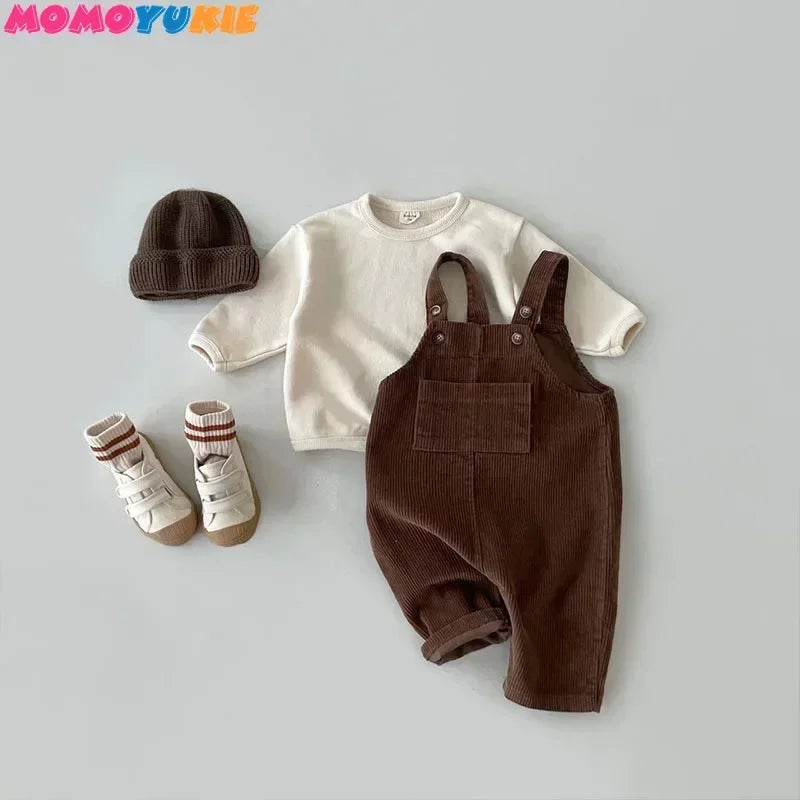 2023 Newborn Clothes Boy's Corduroy Jumpsuit Autumn Winter Jumpsuits Girl's romper Casual Bib Pants Overalls  Baby kids clothes