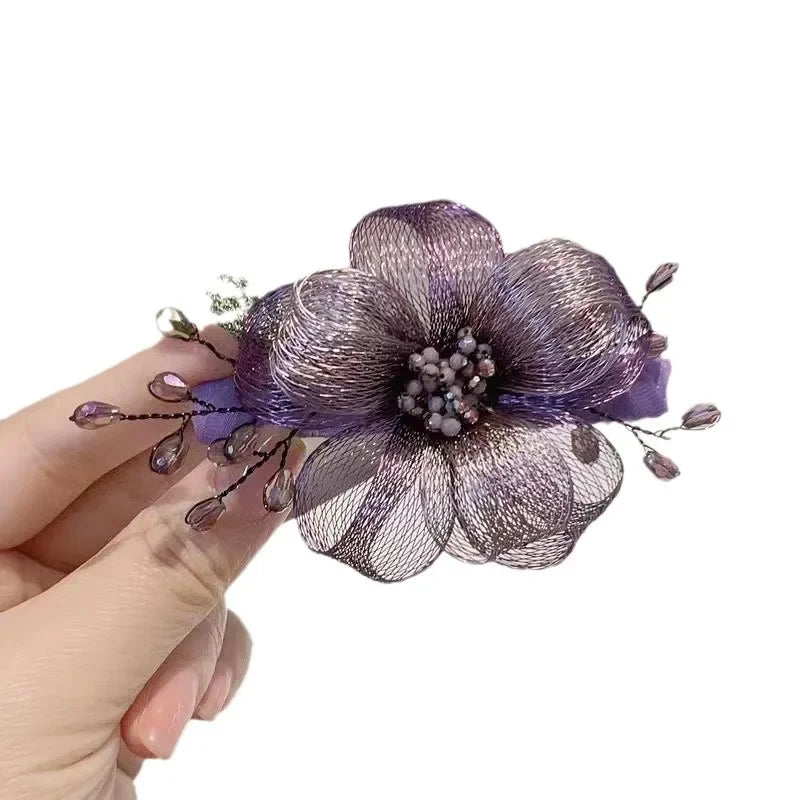 Fashion Copper Wire Weaving Flower Brides Hairpin Hair Accessories for Women Elegant Luxury Spring Clips for Girls Headwear Gift