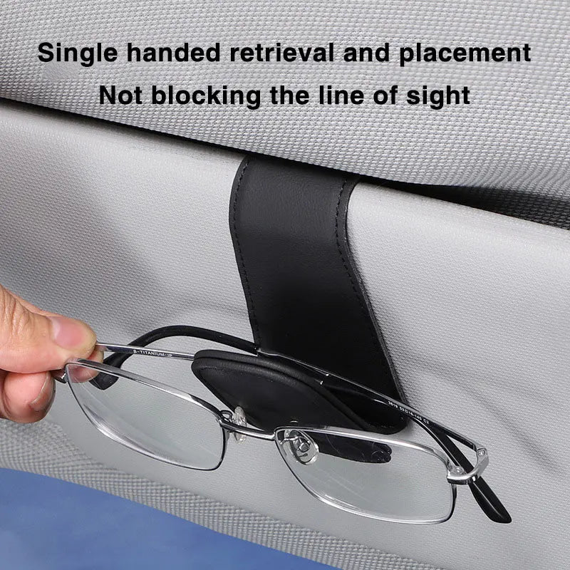 Universal Car Auto Sun Visor Eyeglass Hanger Clip Leather Glasses Holder Magnetic Multi-Function Automobile Accessories Storage