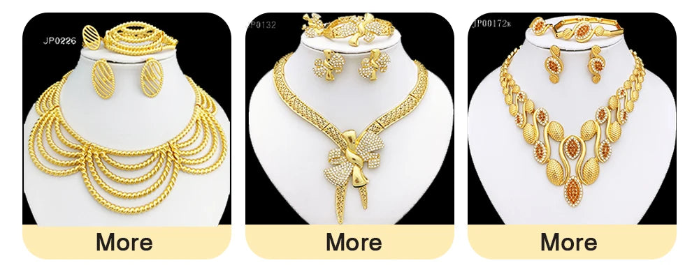 Dubai Nigeria Trending Jewelry Set For Women Luxury Design 18K Gold Plated Necklace Earrings Ring Bracelet Wedding Party Gift