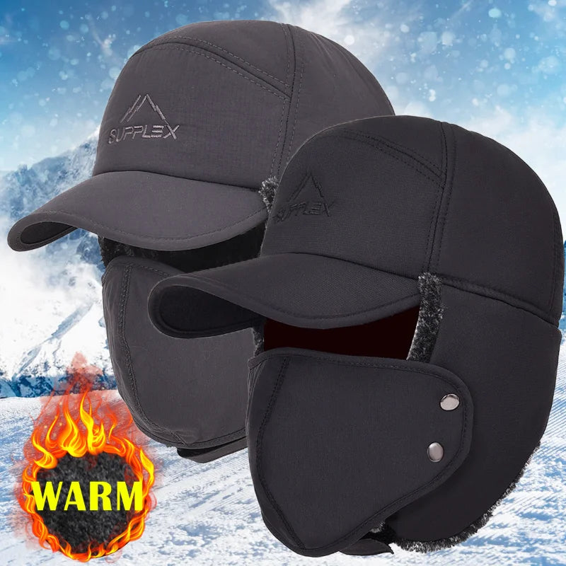 Thicken Winter Warm Hat Men Faux Fur Bomber Hat Ear Flap Cap Women Soft Thermal Bonnets Hats for Outdoor Fishing Skiing Cap Hats