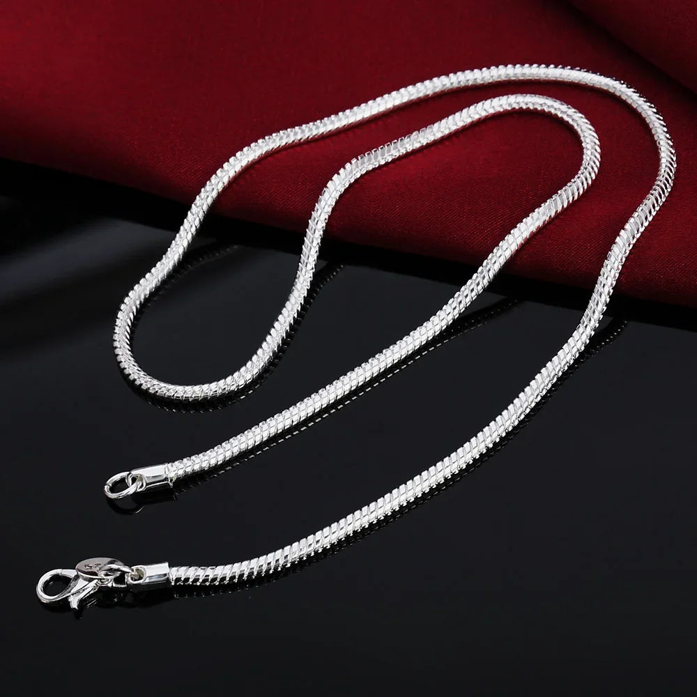 40-75cm 925 Sterling Silver 1MM/2MM/3MM solid Snake Chain Necklace For Men Women Fashion Jewelry for pendant