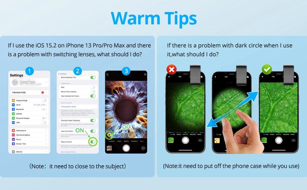 APEXEL 200X 放大显微镜镜头带 CPL 移动 LED 灯微型口袋微距镜头适用于 iPhone 三星所有智能手机