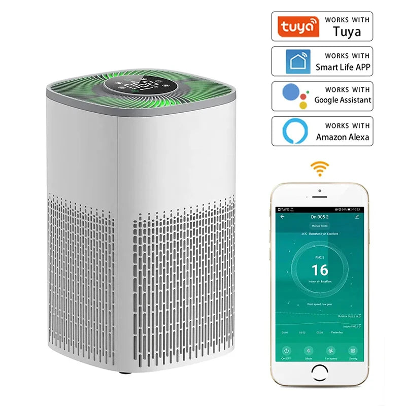 Mi APP Smart Air Purifier Tuya Alexa Remote Control Ozone Genrator HEPA Composite Filter Disinfection Machine For Home Purificad