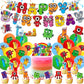 Umi Cartoon Blocks Digital Blocks Theme Birthday Party Decoration Digital Balloons Flags Cake TopBaby Bath Party Supplies