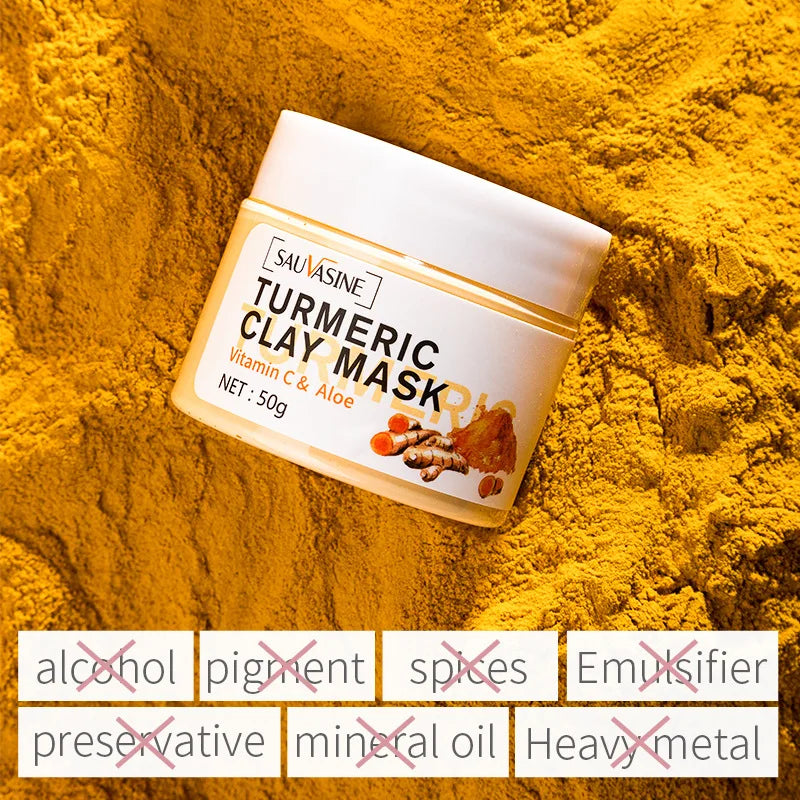 Turmeric Mud Mask Facial Purification Deep Cleansing Brightening Moisturizing Oil Control Beauty Anti-Acne Face Mask Skin Care