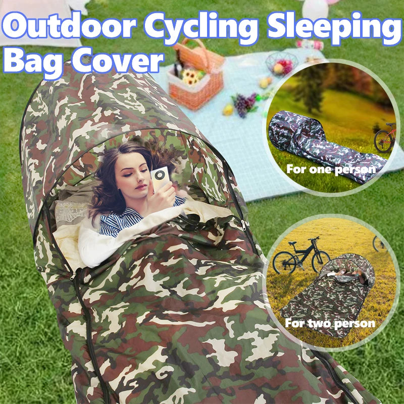 Camouflage Sleeping Bag Case Cover Waterproof Camping Fishing Bivvy Bag Sleeping Bag Protector Covers WITHOUT Liner Accessories