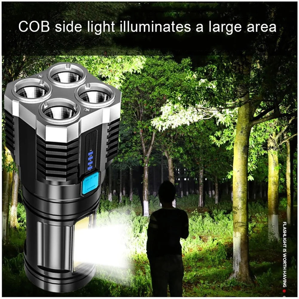 High Power LED Flashlights Camping Torch With 4 Lamp Home Torch Lantern USB Rechargeable Flashlight Lantern Lamp