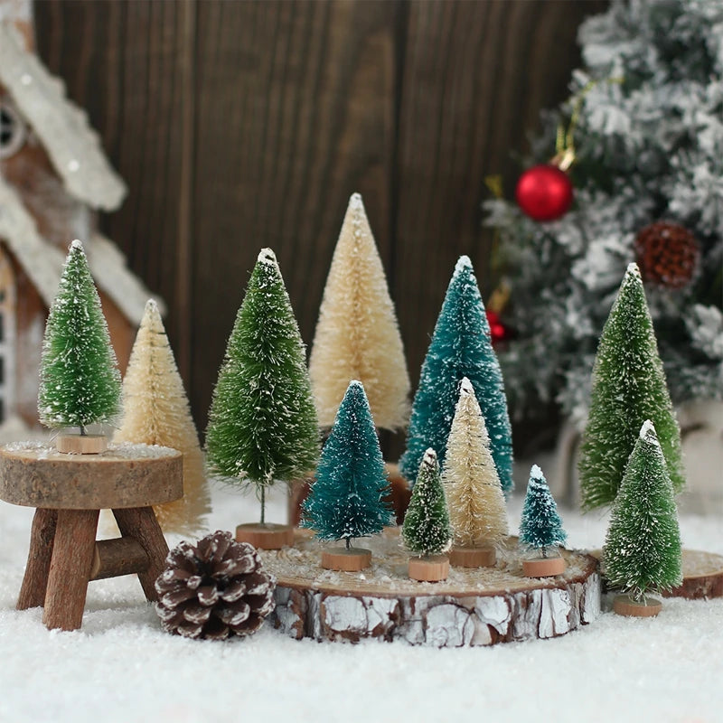 Mini Artificial Christmas Tree Christmas Decorations for Home 2024 Small Sisal Xmas Ornaments Navidad New Year Table Decor 2025