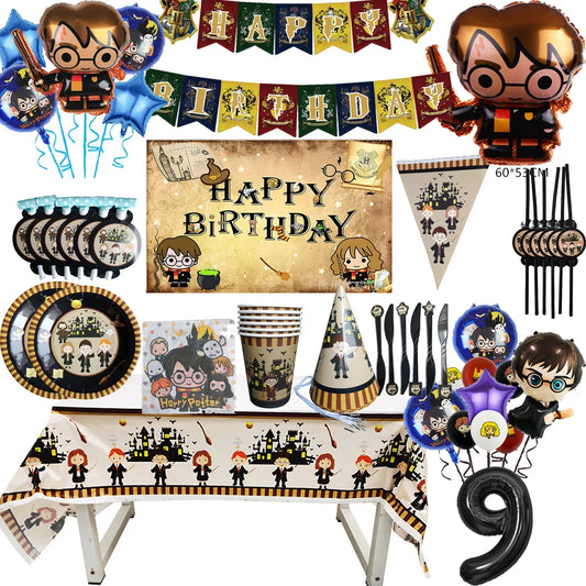 Magic Academy Boy Birthday Party Balloons Decorations Paper Cup Plate Caketopper Tablecloth For Baby Shower Party Decor Supplies