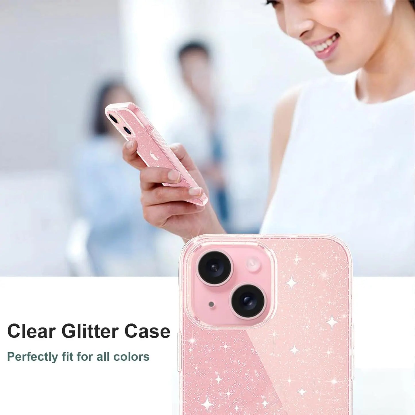 Clear Glitter Case For iPhone 15 Pro Max 14 Plus 13 Mini 12 11 X XS XR SE 2022 2020 8 7 15Pro Sparkle Bling Sparkly Phone Cover