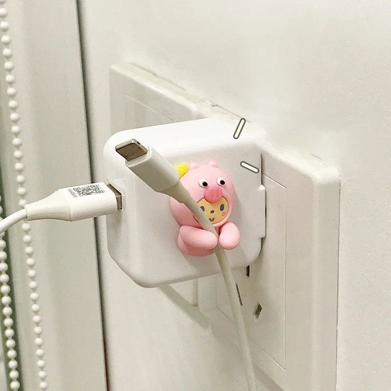 2pcs Kawaii Cartoon Cable Organizer Cute USB Charger Data Line Wire Wall Hooks Cable Holder Earphone Cable Winder Desk Organizer