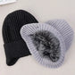 Outdoor Men Winter Knitted Hat Plush Warmth Peaked Cap Earmuff Casual Fashion Faux Fur Lined Bomber Hats Cycling Ear Protection