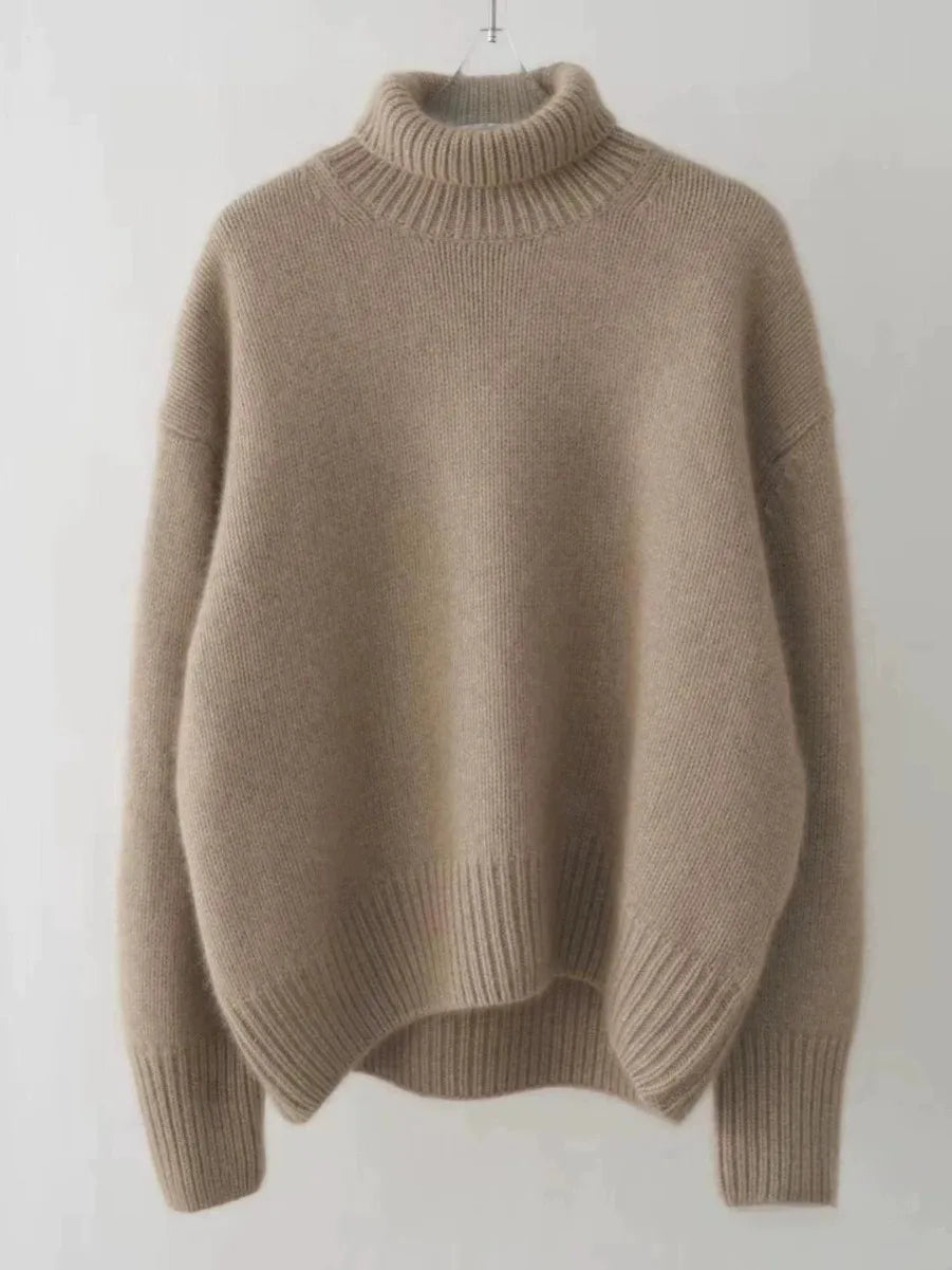 Turtleneck 100% pure cashmere women's loose sweater thickened autumn and winter wool sweater jumper lazy base