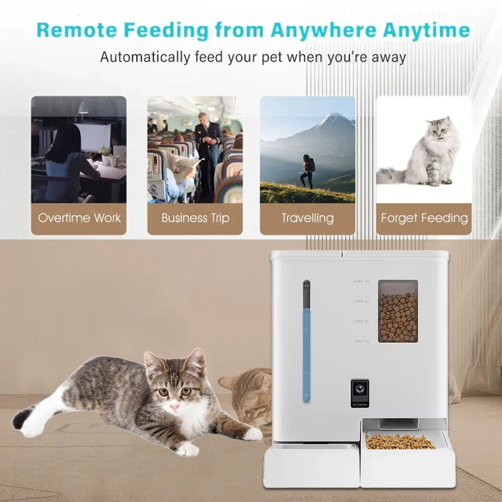 2024 New Smart Pet Food Feeder& Water Fountain With Camera For Cat Dog Pet Auto Feeder 2 in 1 Pet Food Feeder& Water Fountain