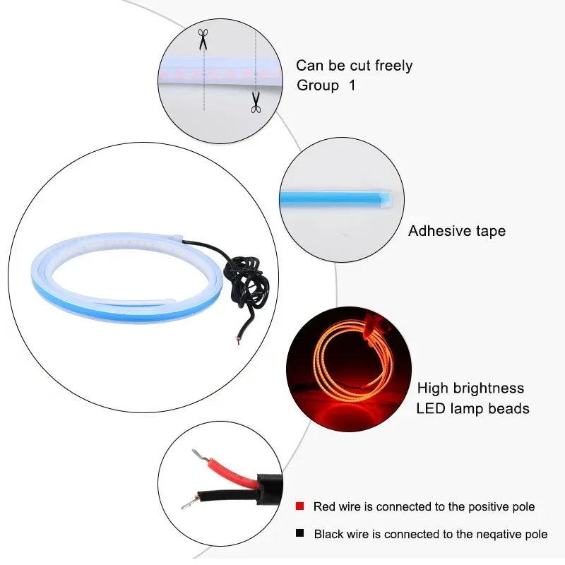 120cm LED Daytime Running Light Scan Starting Car Hood Decorative Lights DRL Auto Engine Hood Guide Decorative Ambient Lamp 12V