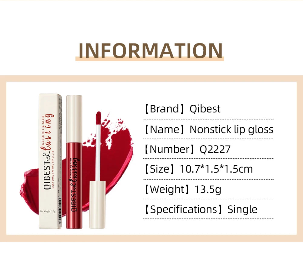 QIBEST Matte Liquid Lipstick Waterproof Long Lasting Velvet Mate Nude Red Lip Gloss Lint Tube Makeup Cosmetic Lipsticks Lipgloss