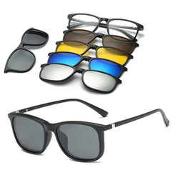 6 In 1 Custom Men Women Polarization Optical Magnetic Sunglasses Clip Magnet Clip on Sunglasses  Clip on Sun Glasses Frame