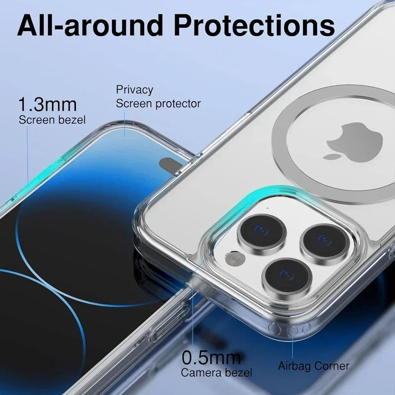 Magnetic Adsorption Clear Case For APPLE iPhone 16 15 14 13 12 11 Pro Max 16 15 14 Plus XS Max XR XS X 8 7 SE Cover With MagSafe