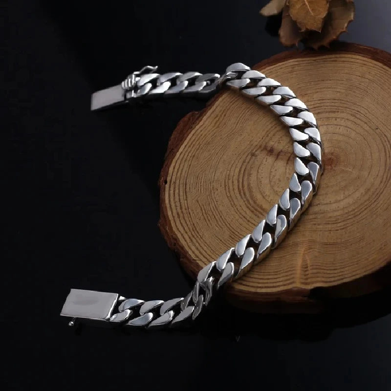 Factory Price 100% S925 Sterling Silver Bracelet 8MM Punk S925 Silver Jewelry Never Fade Men Jewelry Gifts