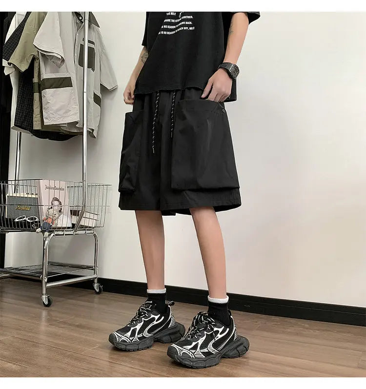 Fashion Men Cargo Short Pants Big Pocket Hip Hop Shorts Male Summer Casual Jogger Bermuda Shorts Men Woman New Streetwear