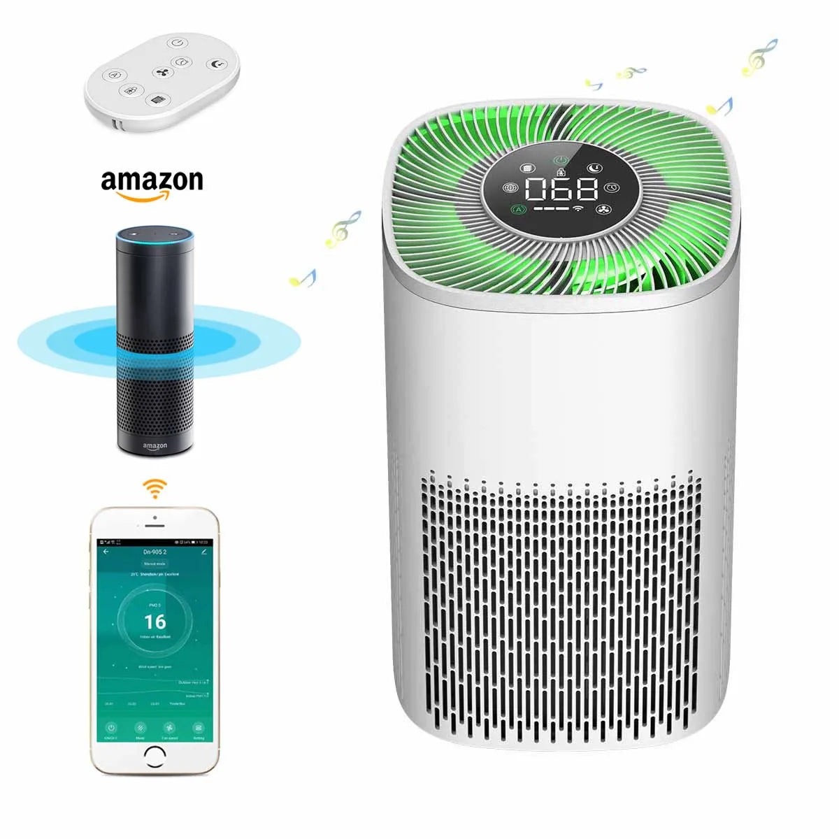 Mi APP Smart Air Purifier Tuya Alexa Remote Control Ozone Genrator HEPA Composite Filter Disinfection Machine For Home Purificad