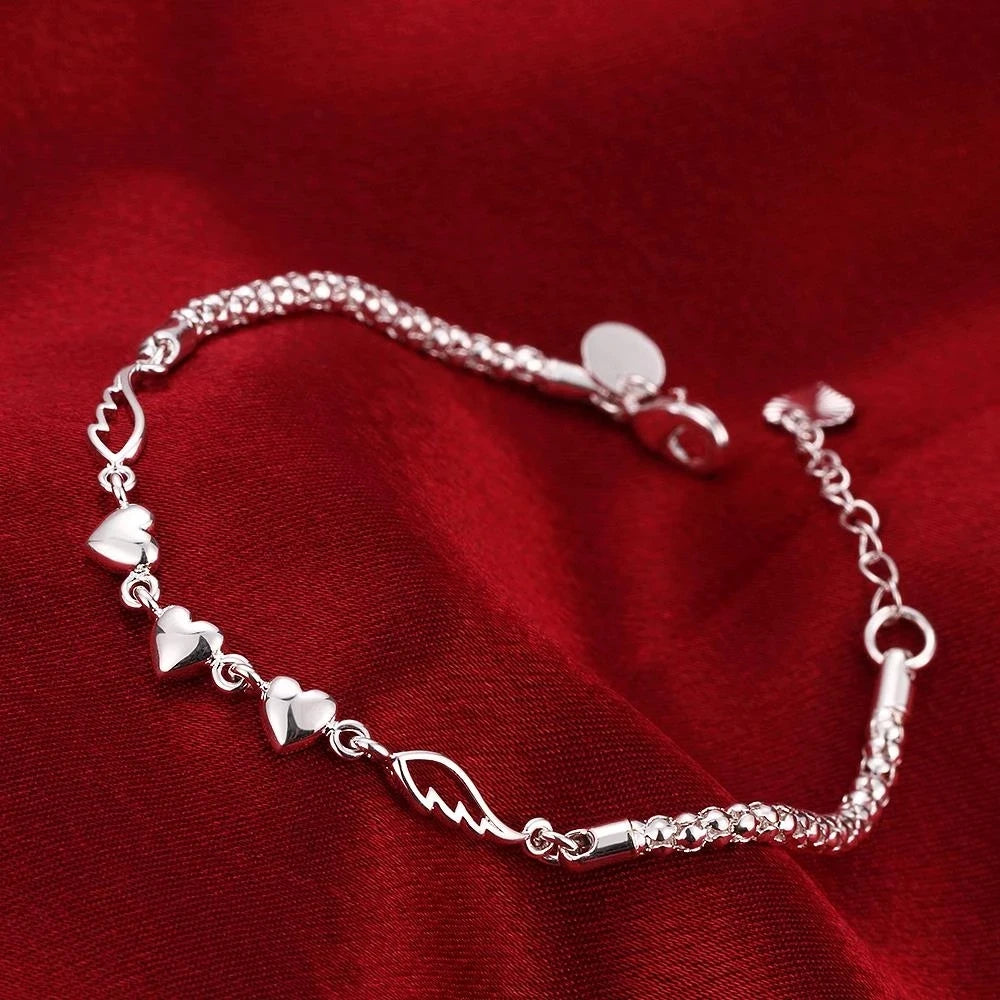 Factory direct romantic heart chain 925 Sterling Silver Bracelets for women Wild fashion Wedding party Christmas gifts Jewelry