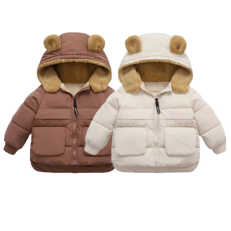 Girls Boys Autumn Down Coats Kids Winter Warm Hooded Jackets New Children Thicken Fashion Outerwear Casual Lamb Fleece Clothing