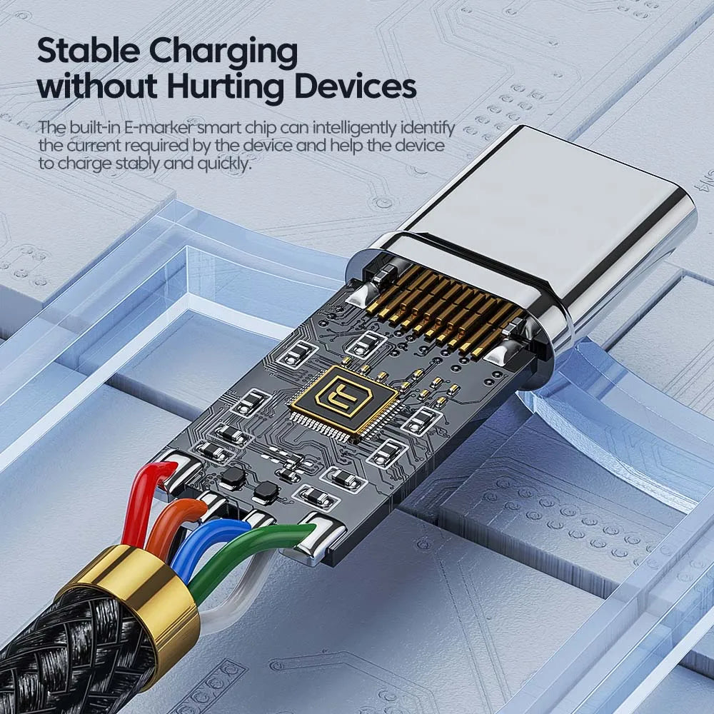 كابل Toocki 100 وات من النوع C إلى USB C بتقنية PD 3.0 للشحن السريع 4.0 من النوع C إلى النوع C لأجهزة iPhone 15 وMacbook وSamsung وXiaomi