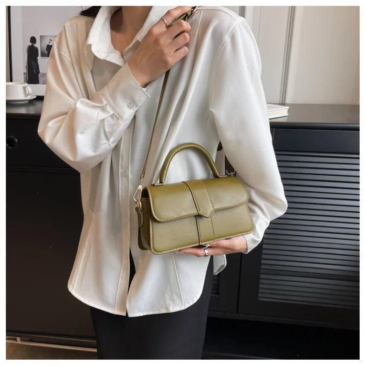 XOUHAM Pu Leather Shoulder Bag for Women Handbag Fashion Crossbody Bags Vintage Underarm Bag Female Casual Flip Square Satchel