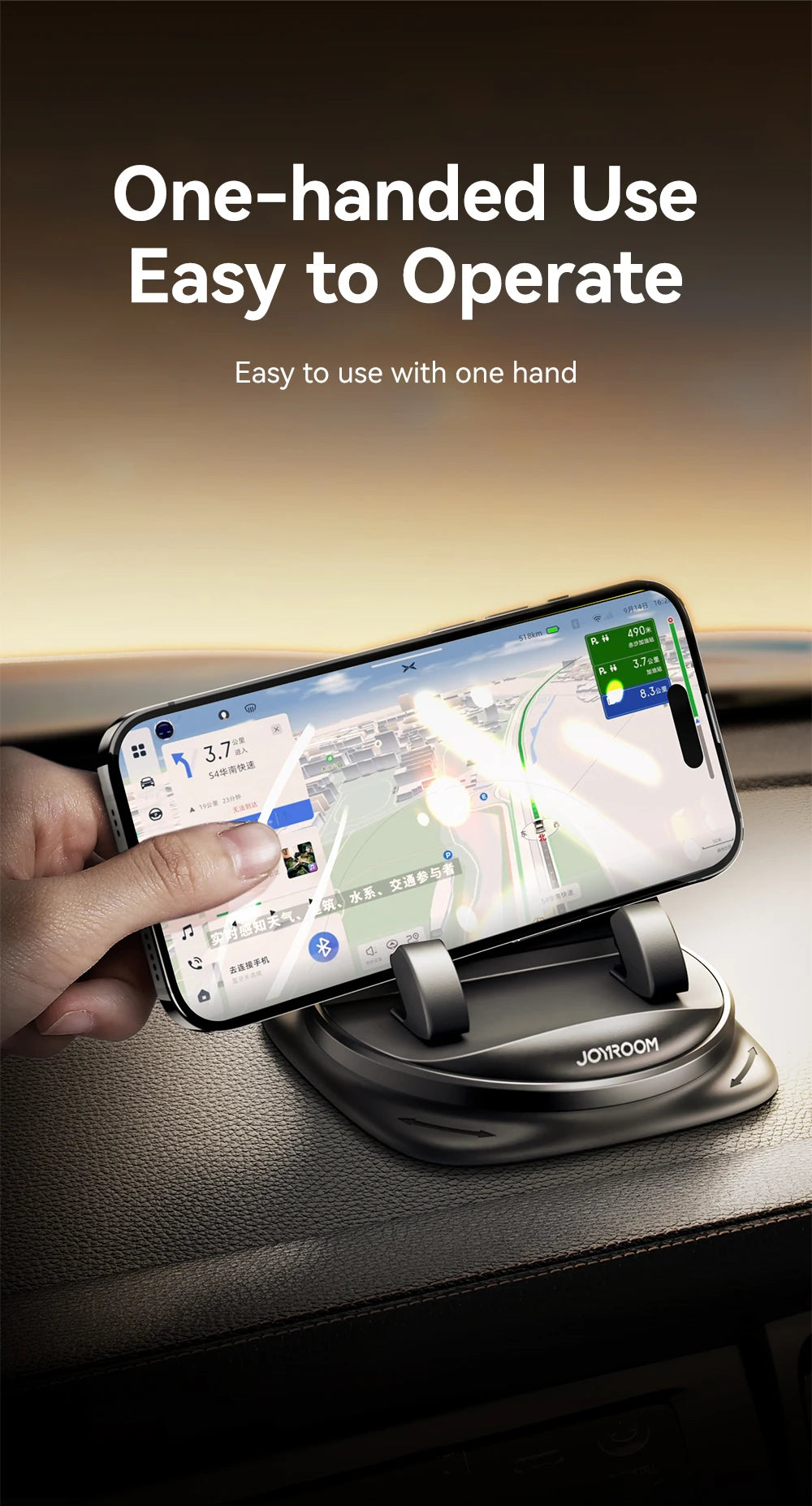 Joyroom Dashboard Car Phone Holder Universal 360° Rotation Silicone Phone Mount One-Handed Operation Phone Holder For Car Use