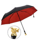 Creative Chinese Zodiac Umbrella Luxury Gold Metal Handle Three Folding Umbrella Male Female UV Sun Protection Umbrellas Parasol