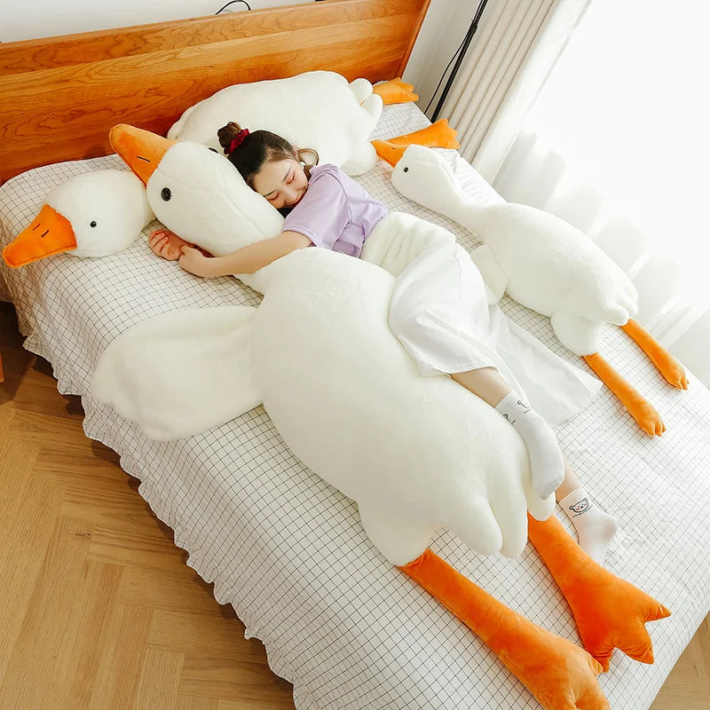 90-190cm Lovely Big White Goose Throw Pillow Plush Toy Big Goose Doll Sleep on Bed Birthday Gift Girl Envio Gratis Stuffed Toys