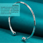 DOTEFFIL 925 Sterling Silver Double Beads Smooth Matte Cuff Bangle Bracelet For Man Woman Wedding Engagement Fashion Jewelry