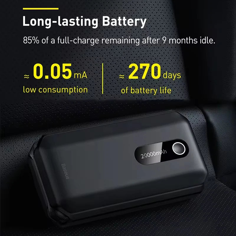 Baseus 20000mAh Car Jump Starter Power Bank 2000A 20000mAh Car Battery Charger Auto Emergency Booster Starting Device Jump Start