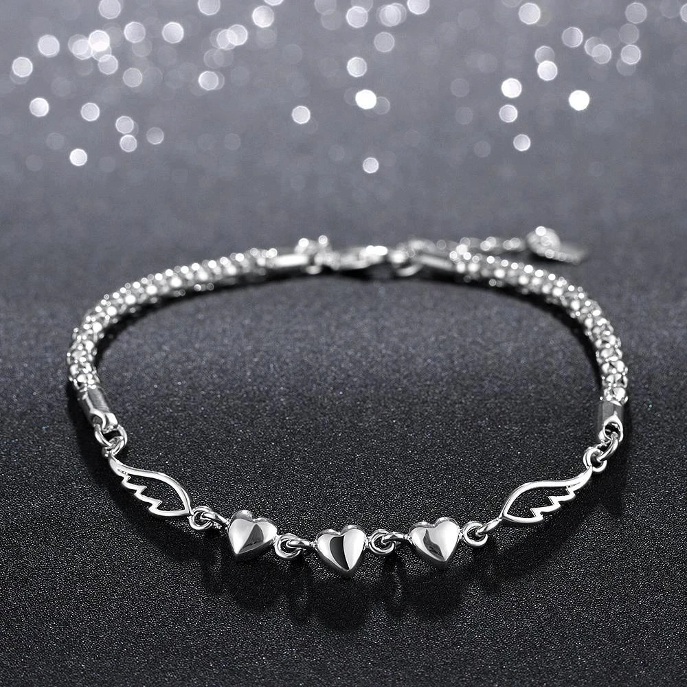 Factory direct romantic heart chain 925 Sterling Silver Bracelets for women Wild fashion Wedding party Christmas gifts Jewelry