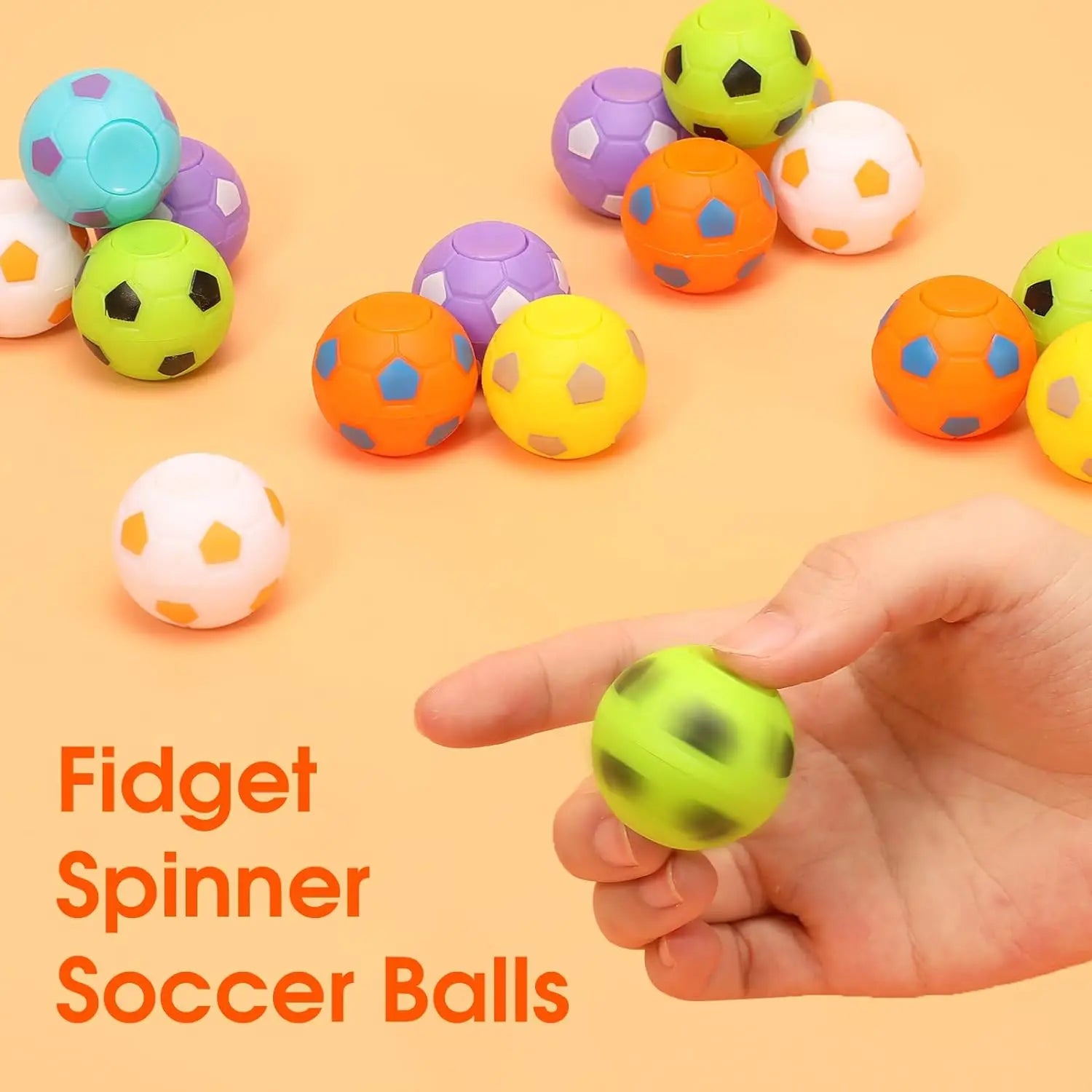 10/100pcs Fidget Spinners Soccer Ball Toy for Kids,Soccer Party Favors Goodie Bag Stuffers,Rotatable Soccer Finger Stress Ball